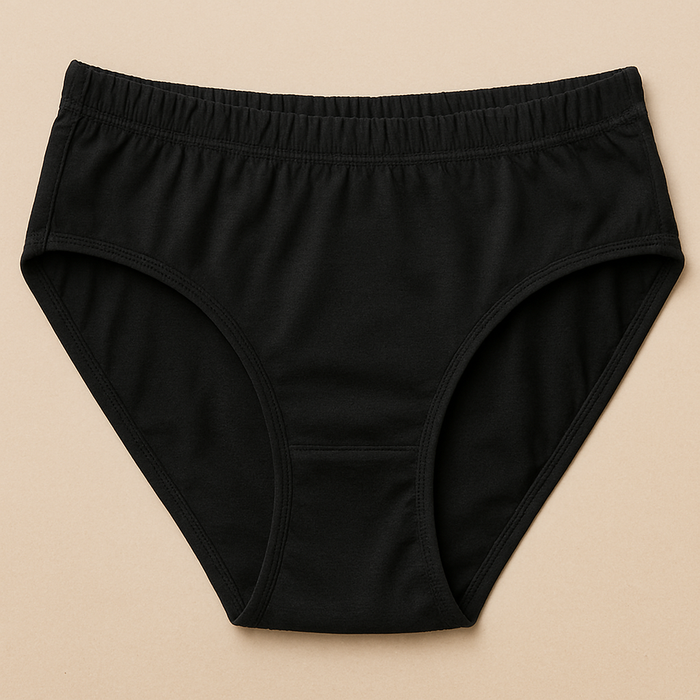 Jersey Plain Panty For Women – Lightweight, Comfortable & Soft Everyday Wear Underwear, Available In Sizes S, M, L (Black) - Large