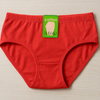 Jersey Plain Panty For Women – Soft & Comfortable Everyday Underwear, Lightweight And Breathable Lingerie In Red (1 Piece) - Large
