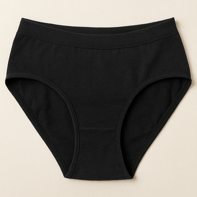 Malai Soft Fabric Underwear For Women – High Quality, Comfortable & Lightweight Everyday Panty In Black, Sizes S, M, L - Large
