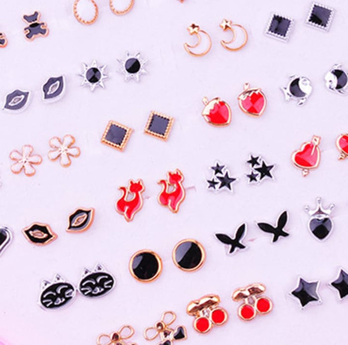 36 Pairs Of Random Beautiful Ear Studs Silicon Back With Back Stopper