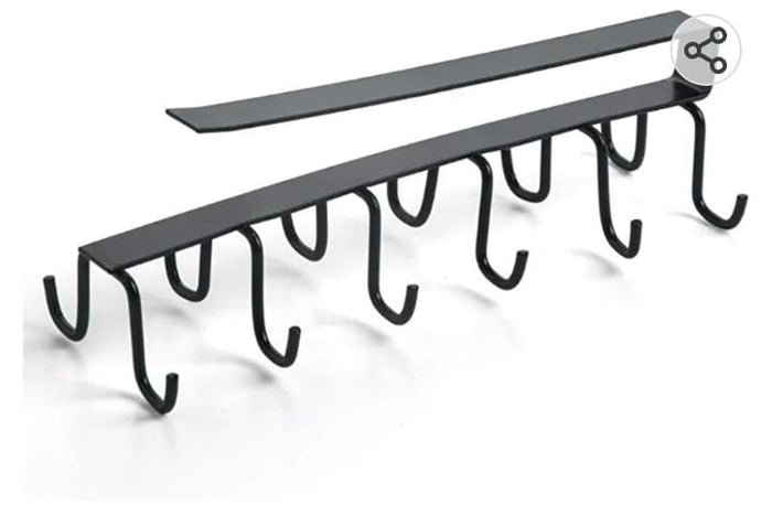 10 Hooks Mug Cups Wine Glasses Storage Hooks Kitchen Utensil Ties Belt And Scarf Organizer Hanging Hook Rack Holder Under Cabinet Closet (Random Color )