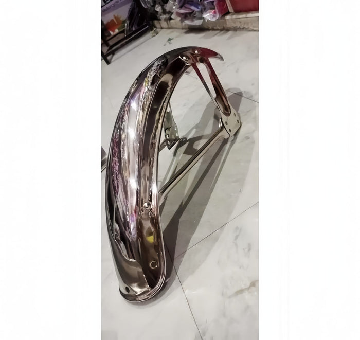Front Cut Mudguard For 70cc And 125cc Cafe Racer Bikes | Chrome Mudguard Metal Quality
