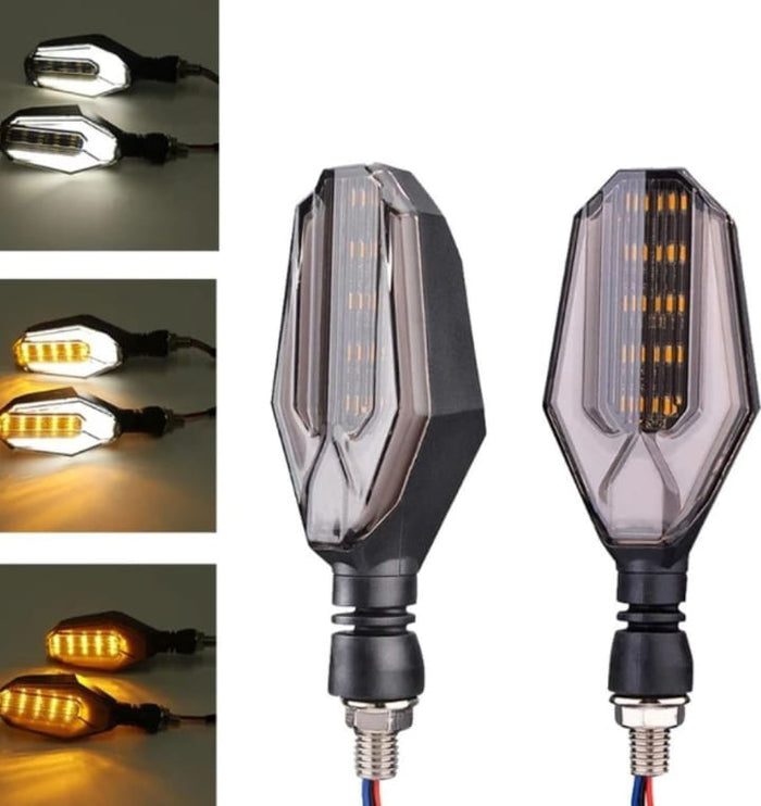 2Pcs Motorbike Universal LED Indicator With DRL And Yellow Parking Light For All Bikes (Random Color)
