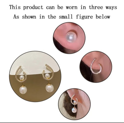 Elegant Zircon Pearl Stone Earrings Material Alloy For Girls - Golden