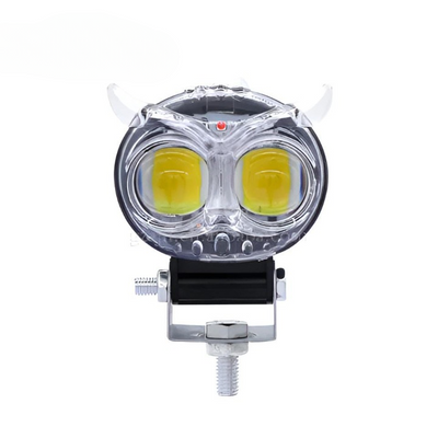 PACK OF 2 Owl Shape Crystal Multi Color Drl Led Fog Light For Bikes Universal Fitment For Bikes Metal Back Body - Black