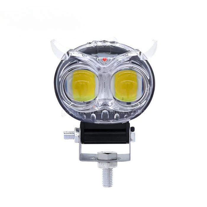 PACK OF 2 Owl Shape Crystal Multi Color Drl Led Fog Light For Bikes Universal Fitment For Bikes Metal Back Body - Black