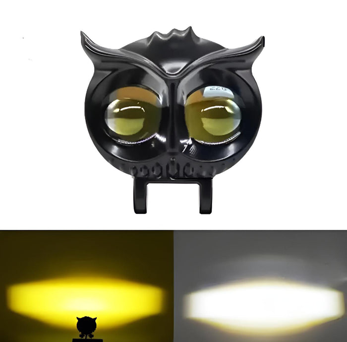 OWL Shape Fog Yellow-White & Flash Light Low & High Beam Owl Plastic Body Spot Light For All Cars And Bikes 9V-60V 40W