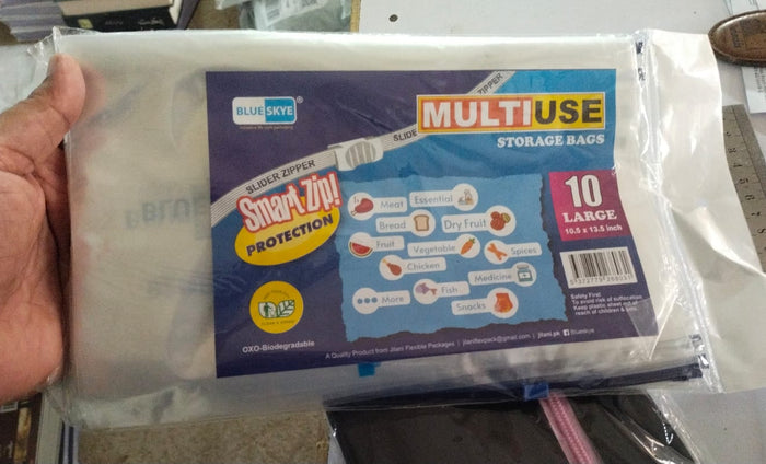 Food Storage Slider Bag Freezer Zipper Bags Fresh-Keeping Freezing Heating Food Sealing Packaging Kitchen Accessories - Large