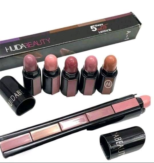 5 In 1 Huda Beauty Lipstick Nude Shades - Pink Shades