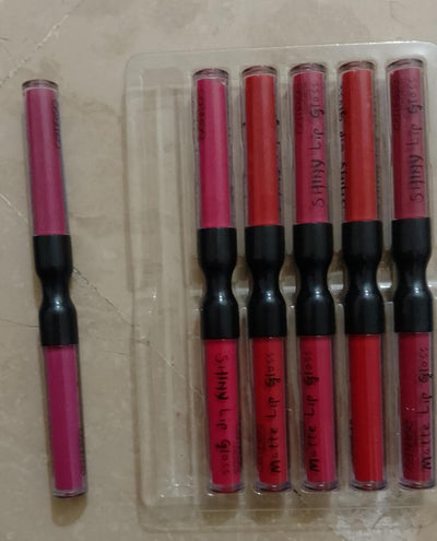 6 Pcs Set Matte And Shiny Dual Lip Gloss