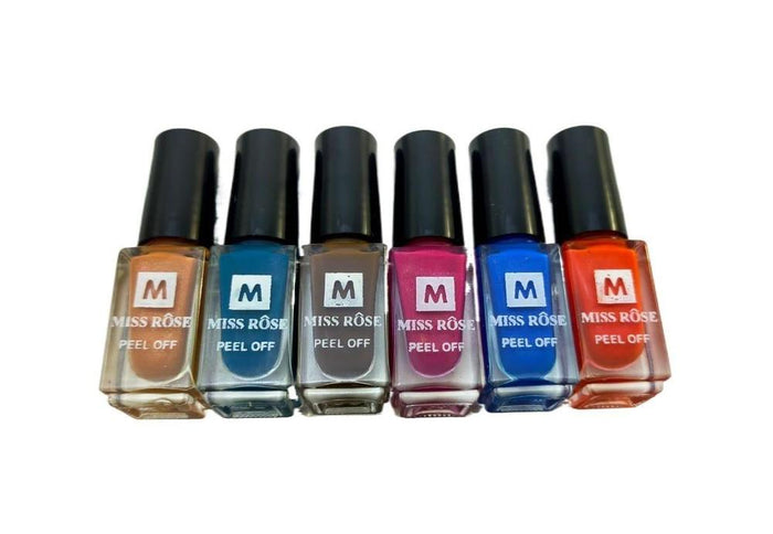 Miss Rose Peel Off Nail Polish – Easy To Apply, Long-Lasting | Best Nail Polish For Girls | Nail Paint | Nail Paint For Girls ( Random Color ) - Pack Of 06