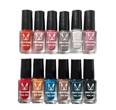 Miss Rose Peel Off Nail Polish – Easy To Apply, Long-Lasting | Best Nail Polish For Girls | Nail Paint | Nail Paint For Girls ( Random Color ) - Pack Of 06