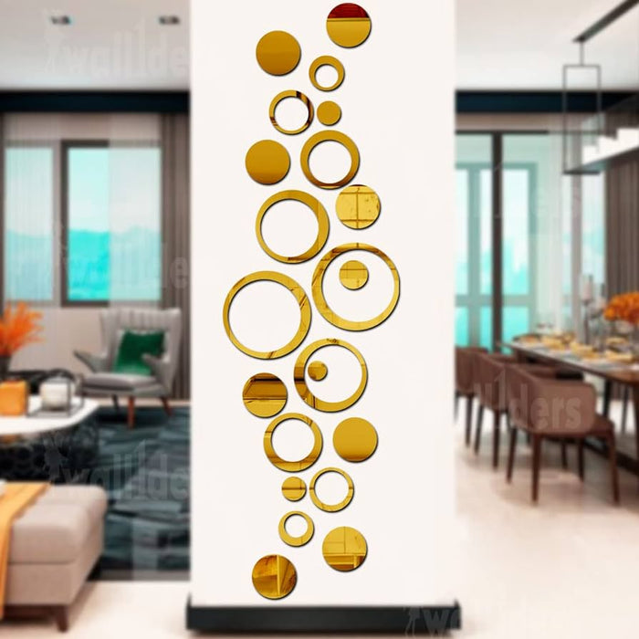 Acrylic Ring Mirror Wall Decor - Golden