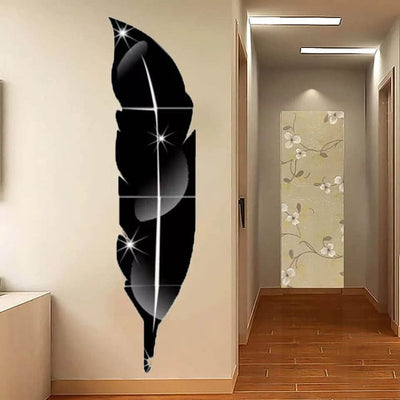 3d Acrylic Wall Leaf Mirror Reflection Room Decor - Black
