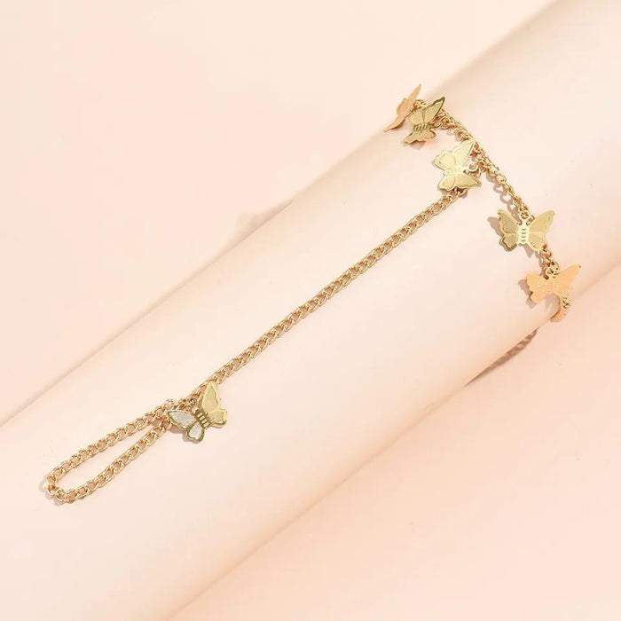 Beautiful Butterfly Hand Charm Bracelet For Girls - Golden