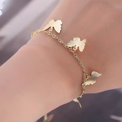 Beautiful Butterfly Hand Charm Bracelet\Payal For Girls - Golden