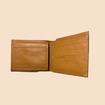 Buffalo Leather Plain Wallet Men Short Wallet Purse Small Vintage Wallets Card Holder ( Camel Color )