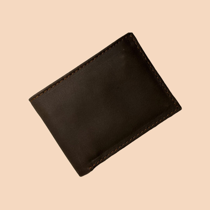 Cow Leather Plain Men Short Wallet Purse Small Vintage Wallets Card Holder (Brown)
