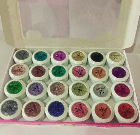 Shimmer Glitter Eyeshadow Glitter Powder Set Face & Eye High Pigmented (Random Color)) - Pack Of 12