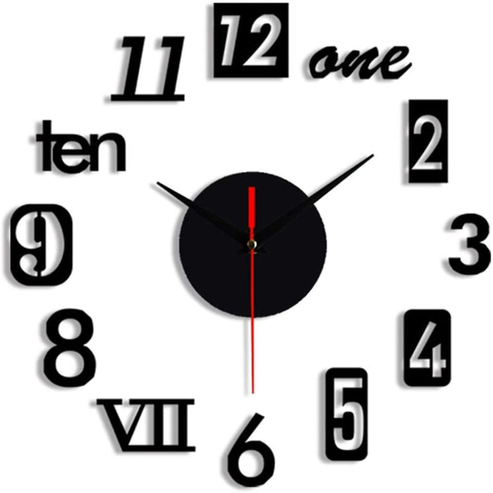DIY Wall Clock - 3D Wooden Wall Clock Decor,Wall Sticker Clock Home Decor