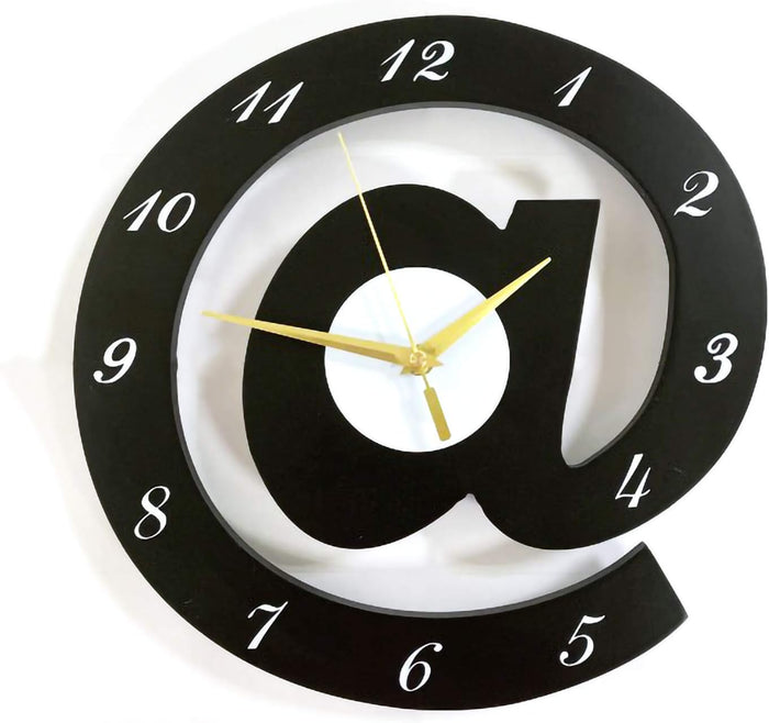 The Sign (@)3D Wooden Wall Clock For Living Room, Bed Room Home Decor Art & Hanging Decorative Showpiece Items