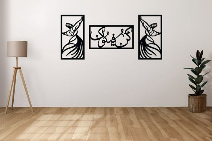 (3pcs Set) 3D Wooden Wall Calligraphy Kun Faya Kun Wall Art Decorations For Home, Living Rooms, Bedrooms, And Offices Perfect For Gifting