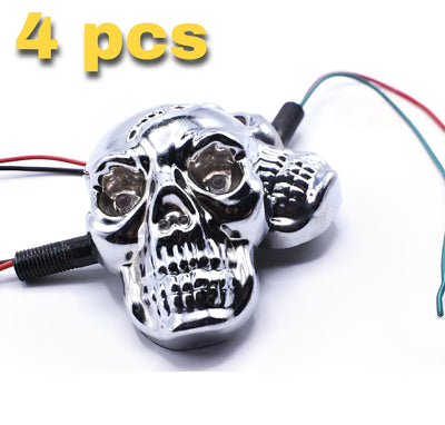 Universal Skull Head LED Turn Signal Indicators – Set Of 2/4 For Motorcycles 125cc And 70cc All Bikes - 2 Pcs