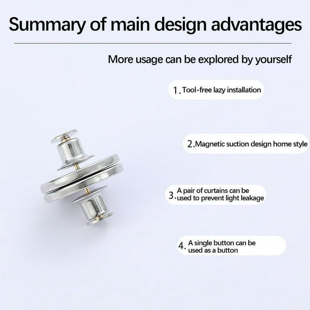 Curtain Pins, Curtain Tiebacks, Magnetic, Gap Resistant, Lace | Curtains, Curtain Accessories, Fasteners | Curtains Button Magnet - Pack Of 01