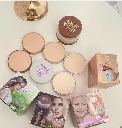 Pack Of 01 - 5 In 1 | Multi-Shade Face Powder Palette With Mirror | Compact Makeup Kit For All Skin Tones | Natural Finish & Easy Blending