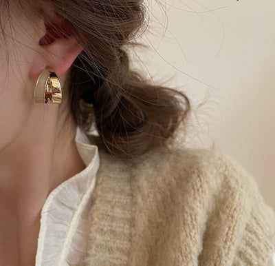 Elegant Dual Colour Korean Gold Plated Earings | Casual Wear Fashion Trendy Jewelry - Black
