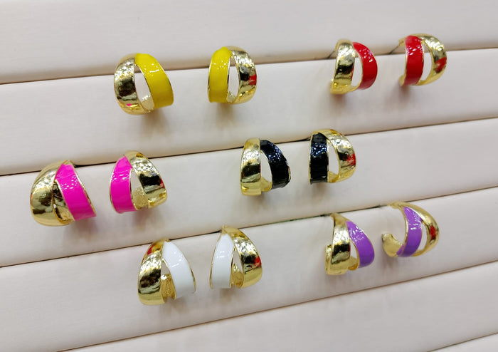 Elegant Dual Colour Korean Gold Plated Earings | Casual Wear Fashion Trendy Jewelry - Black