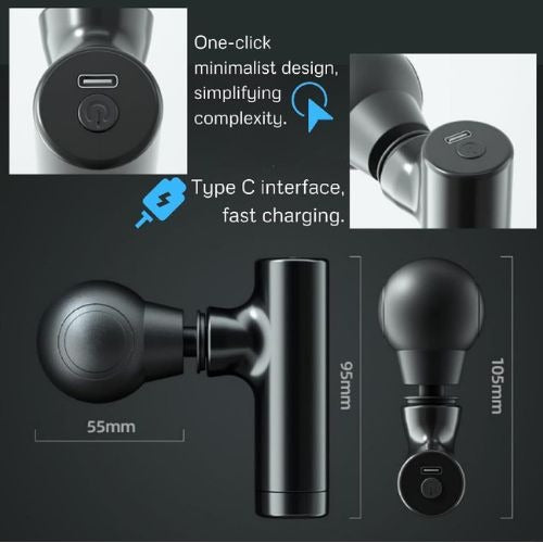 Rechargeable Facial Gun Massager – Compact Skincare Device With Type-C Charging, ABS Plastic, Portable & Easy-To-Use For Relaxing Face Massage