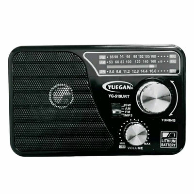 YUEGAN YG-518URT 3-Band Portable Radio With USB/TF MP3 Player, Aux Input, Flashlight & Rechargeable Battery – AM/FM/SW