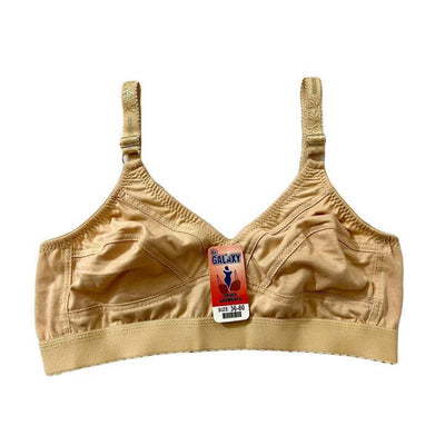 Plain Non-Padded Cotton Bra – Lightweight & Comfortable Everyday Wear | Beige, Sizes 32–42 - 32