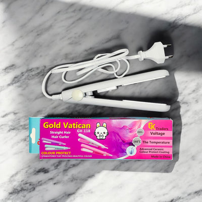 2-In-1 Mini Hair Straightener & Curler – Portable Thermostatic Ceramic Flat Iron For Dry & Wet Hair Styling - Random Color