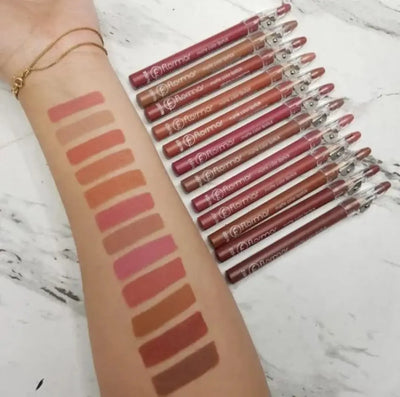 Set Of 12/6 Pcs Matte Nude Colors Lip Liners Pigmented Lip Pencils