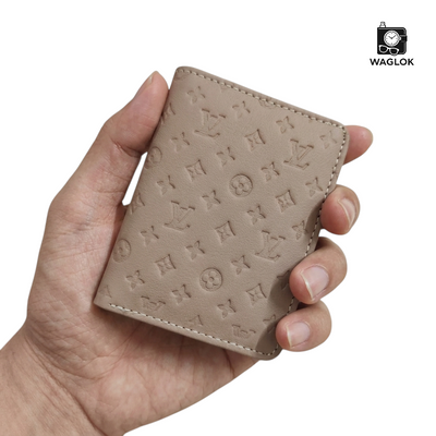 Designer Monogram Leather Wallet – Biege