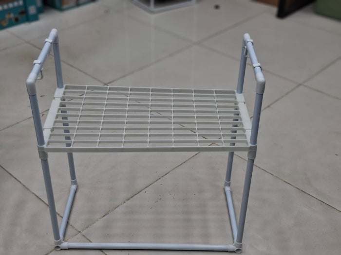 Microwave Oven Storage Rack 2-Tier Kitchen Organizer | Space-Saving Carbon Steel Shelf For Countertop And Utensils | Random Colour ~ Plastic