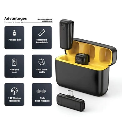 K13 Type-C ANC Dual Wireless Lavalier Microphone Professional Noise Cancelling Clip-On Mic Charging Case Video Recording