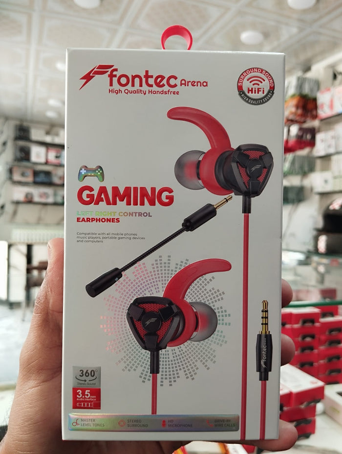 Fontec Arena Gaming Earphones With Detachable Mic – 3.5mm HiFi Stereo Surround Handsfree For Mobile, PC & Console - Random Color