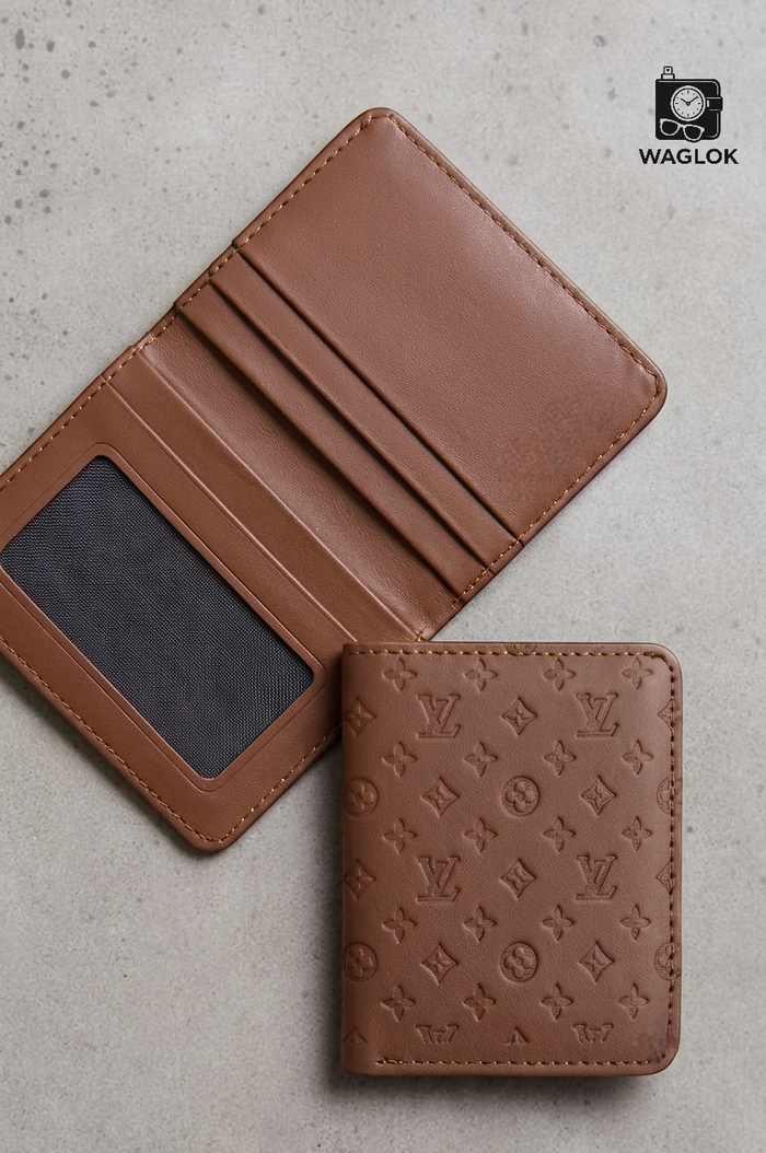 Designer Monogram Leather Wallet – Biege