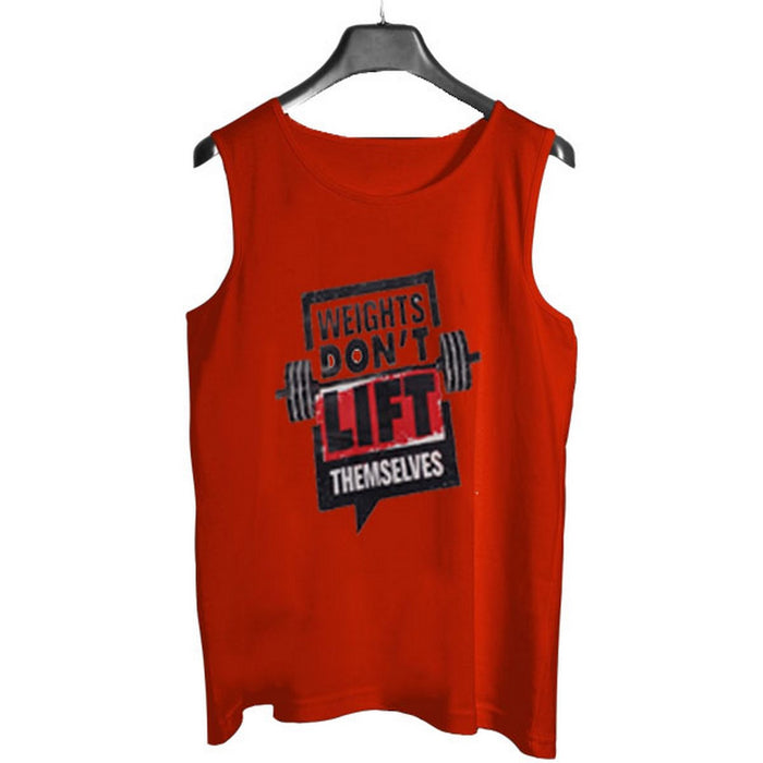 Red Jersey Weight Dont Lift Printed [Red] | Gym Sando Tanks Top For Men - L