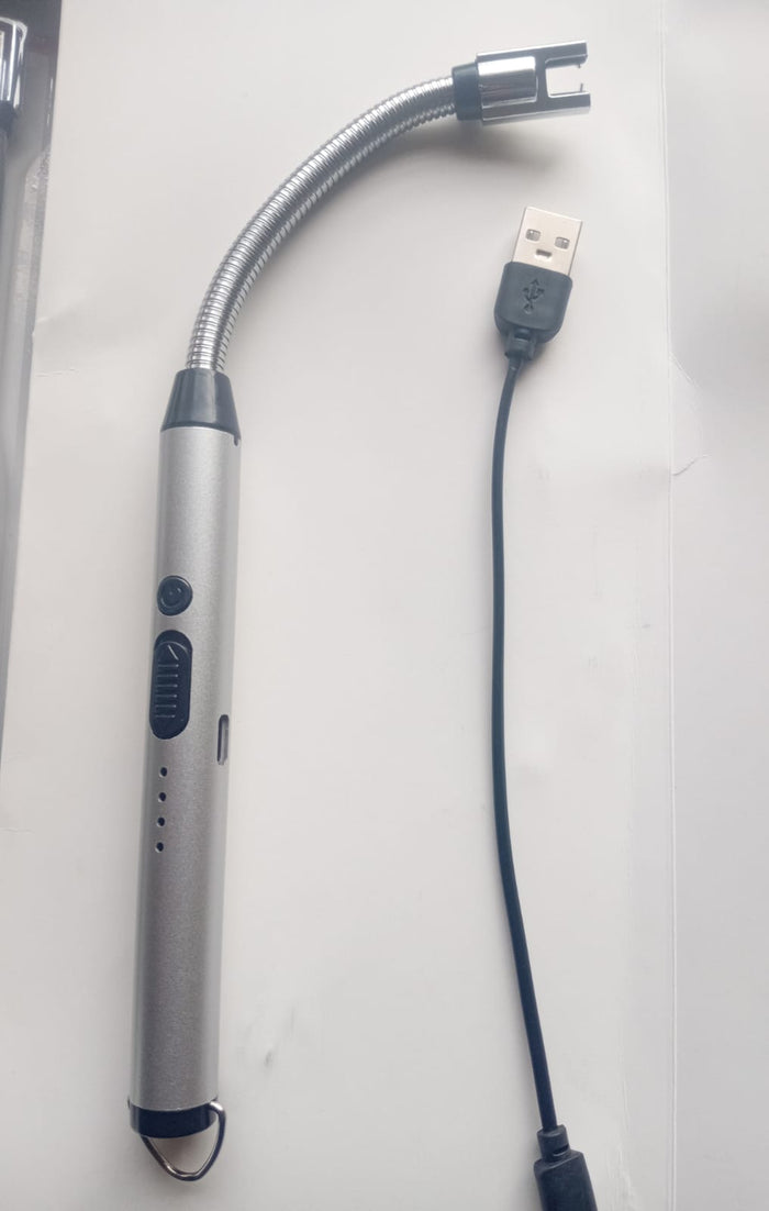 USB Rechargeable Electric Arc BBQ Lighter Windproof Flameless Plasma Lighter With 360° Flexible Neck And LED Battery Indicator For Kitchen Candles BBQ