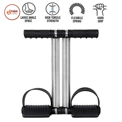 Foot Pedal Resistance Band Elastic Sit-Up Pull Rope Yoga Fitness Gym – Elastic Pull Ropes Tummy Trimmer | Spring Tummy Trimmer ( Random Color ) - Double Spring