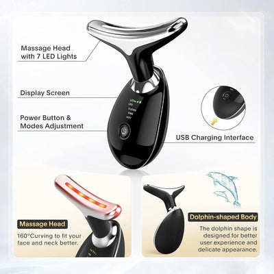 Vegena Face Massager Against Wrinkles, Face Beauty Device, Electric Face Massager Anti-Wrinkle With 3 Modes 45°C Anti-Wrinkle Face Device Skin Tightening Ems Face Care Device Anti-Wrinkle