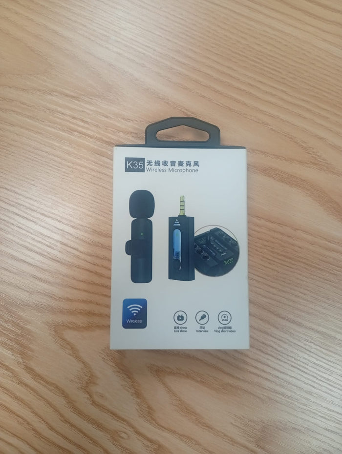 K35 Wireless Single Microphone – High-Quality 2.4GHz Lapel Mic Set With 3.5mm Receiver For Mobile Phones, Cameras, Speakers & Vlogging (Double Mic)