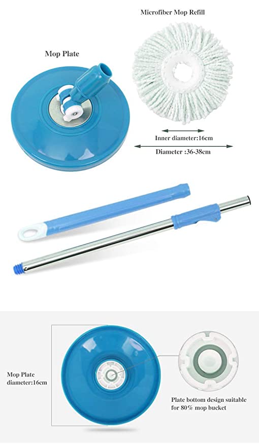 360 Degree Rotating Spin Mop - Original Replacement Parts For Home, Kitchen & Bathroom Cleaning Spin Mop ( Random Color )