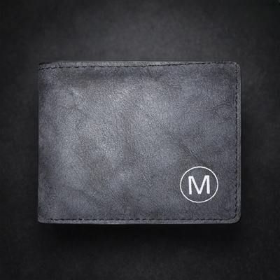 M Men's Premium Leather Wallet – Slim Bifold Card Holder & Cash Wallet | Deal Offer - Black