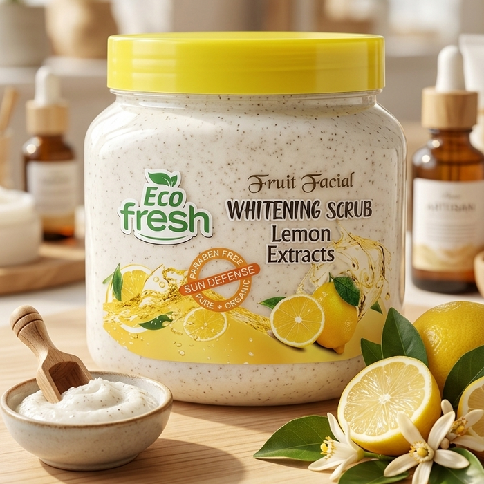 Eco Fresh Whitening Scrub 300ML – Deep Cleansing & Brightening Face And Body Scrub (Apricot Extracts)