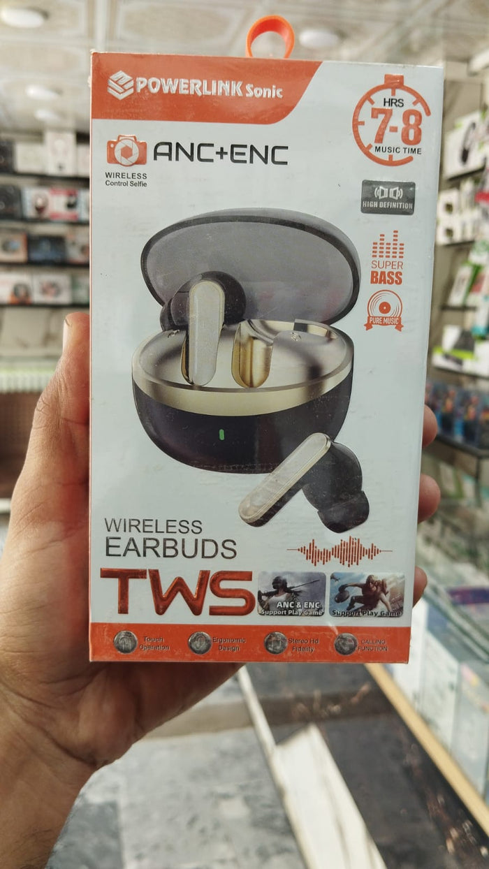 Powerlink Sonic TWS Wireless Earbuds With ANC + ENC Noise Cancellation & Wireless
